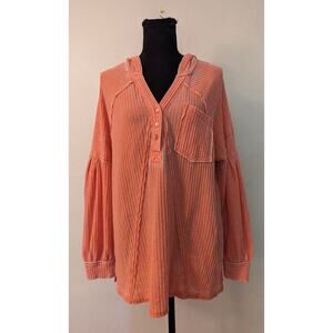 New American Rag Cie sz L Knit Hoodie Top ls semi sheer burnout 1927